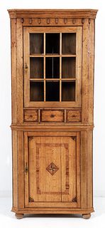 18th or 19th Century Continental Inlaid Corner Cabinet 