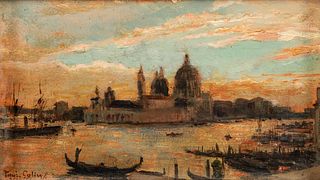 Paul Alfred Colin oil on board View Of Venice