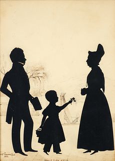 Auguste Edouart 1838 silhouette Child with Parents 3 Feet 3 inches 
