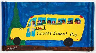 Woodie Long painting County School Bus