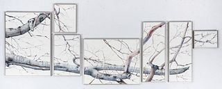 Charlie Pitcher The Limb Watercolor in 7 pieces 1989