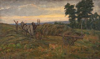 Olive Turney oil painting Collecting Hay at Twilight