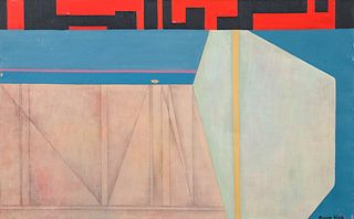 Milton Weiss 1970s oil Geometric Abstract #110