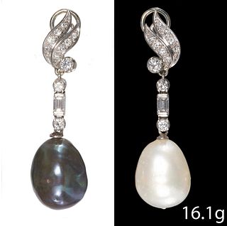 IMPORTANT PAIR OF DIAMOND AND PEARL  EARRINGS