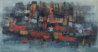 Richard Billmeier 1959 oil Abstracted Harbour