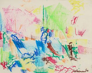 Hans Hofmann 1964 crayon Untitled Abstraction  