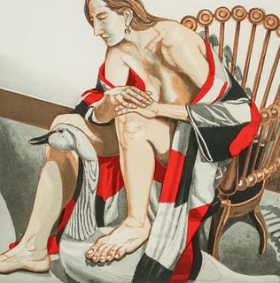 Philip Pearlstein 1995 color aquatint Hunzinger Chair and Wooden Swan