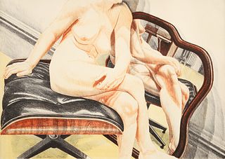 Philip Pearlstein Nude on Eames Stool Signed Litho 1977
