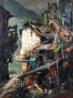Durval Pereira Hillside Village 1971 Oil on Canvas