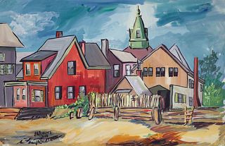 Jules Petrencs Provincetown Houses Painting 1946
