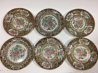 ANTIQUE Chinese Famille Rose Butterfly plates (6 pieces), 19th Century, 8" diameter
