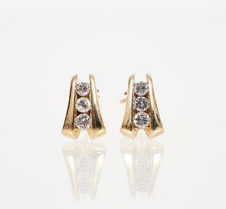 Pair 14K Diamond Earrings