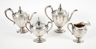 Alvin 4 piece Sterling Silver Coffee and Tea Set