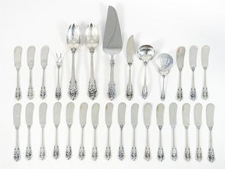 Wallace Grand Baroque assorted sterling silver butter knives and serving pieces