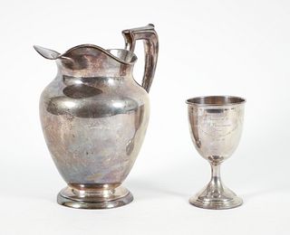 Wallace Sterling Water Pitcher and Weidlich Goblet 