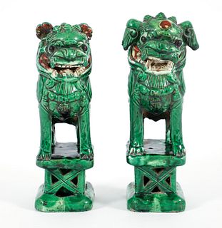 Pair of Stoneware Imperial Guardian Lions/ Foo Dogs