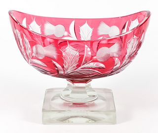 Steuben Cranberry Glass Thistle Pattern Bowl