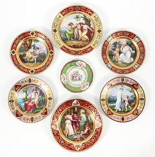 7 Vienna gilded Cabinet Plates