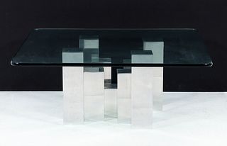 Modernist Chrome Cityscape Style Coffee Table