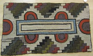 Folk art hooked rug, ca. 1900, 4'7" x 2'9".