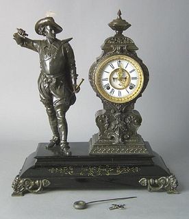 Ansonia mantle clock, 21" h., 20" w.