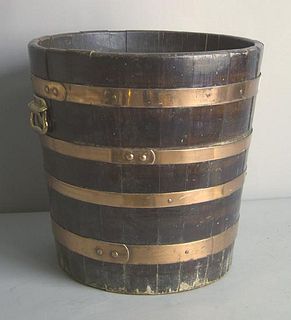 English peat bucket, 19th c., 17 3/4" h., 17 3/4".