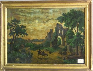 Two reverse printed landscapes, 19th c., 16" x 21"