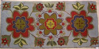 American hooked rug dated 1971 with heart & floral
