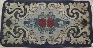 Maine floral hooked rug, ca. 1910, 52" x 30", Verm