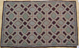 Four American hooked rugs with floral and geometri