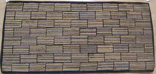 American hooked rug in a bricks patterns, ca. 1900