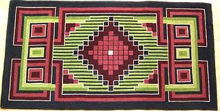 American geometric hooked rug, ca. 1915, 28" x 43"