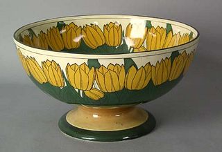 Royal Doulton punch bowl with yellow tulip decorat