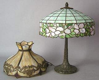 Slag glass table lamp, early 20th c., 23" h., toge