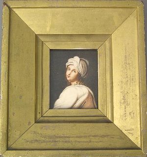 Oil on ivory portrait of a young girl, inscribed o