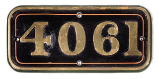 GWR Brass Cabside Numberplate 4061 ex GLASTONBURY ABBEY 4-6-0