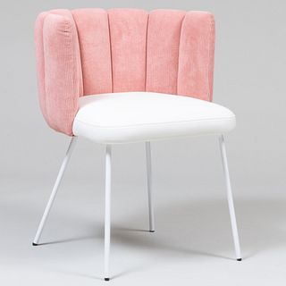  Monica Armani for KFF Pink Velvet and White Leather 'Gaia' Armchair