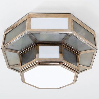Art Deco Style Chrome and Glass Ceiling Light