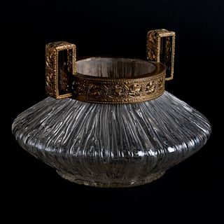 Gilt-Metal Mounted Molded Glass Bowl