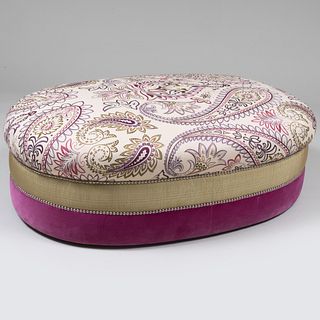 Modern Velvet Upholstered Oval Ottoman