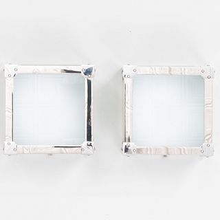 Pair of Chrome and Glass Sconces