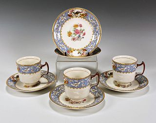 CANONSBURG BIRD & FLOWER CUPS WITH SAUCERS