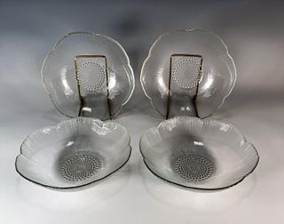FOUR CLEAR FLORAL POPPY BOWLS