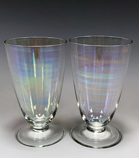 TWO IRIDESCENT GOBLETS