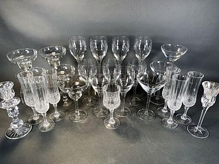 LARGE LOT OF CRYSTAL AND GLASS STEMWARE 