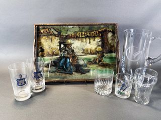 ASSEMBLED VINTAGE BARWARE IN TRAY