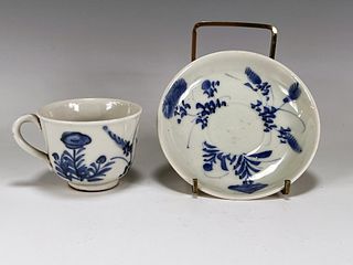 BLUE & WHITE TEACUP AND SAUCER