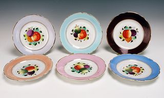 SIX HAND PAINTED FRUIT PLATES