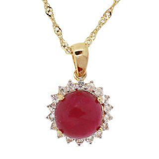 5.19ct Ruby and 0.57ctw White Sapphire Silver Pendant/Necklace