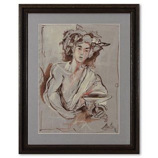 Marta Wiley, Framed Original Mixed Media Painting, Hand Signed and Thumb Printed with Letter of Authenticity.